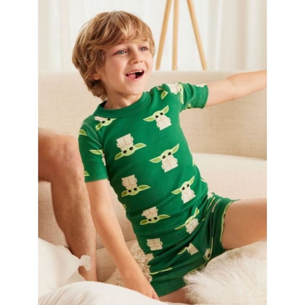 NWT Hanna Andersson 100% Organic Cotton Short Johns Pajama Star Wards Yoda Grogu